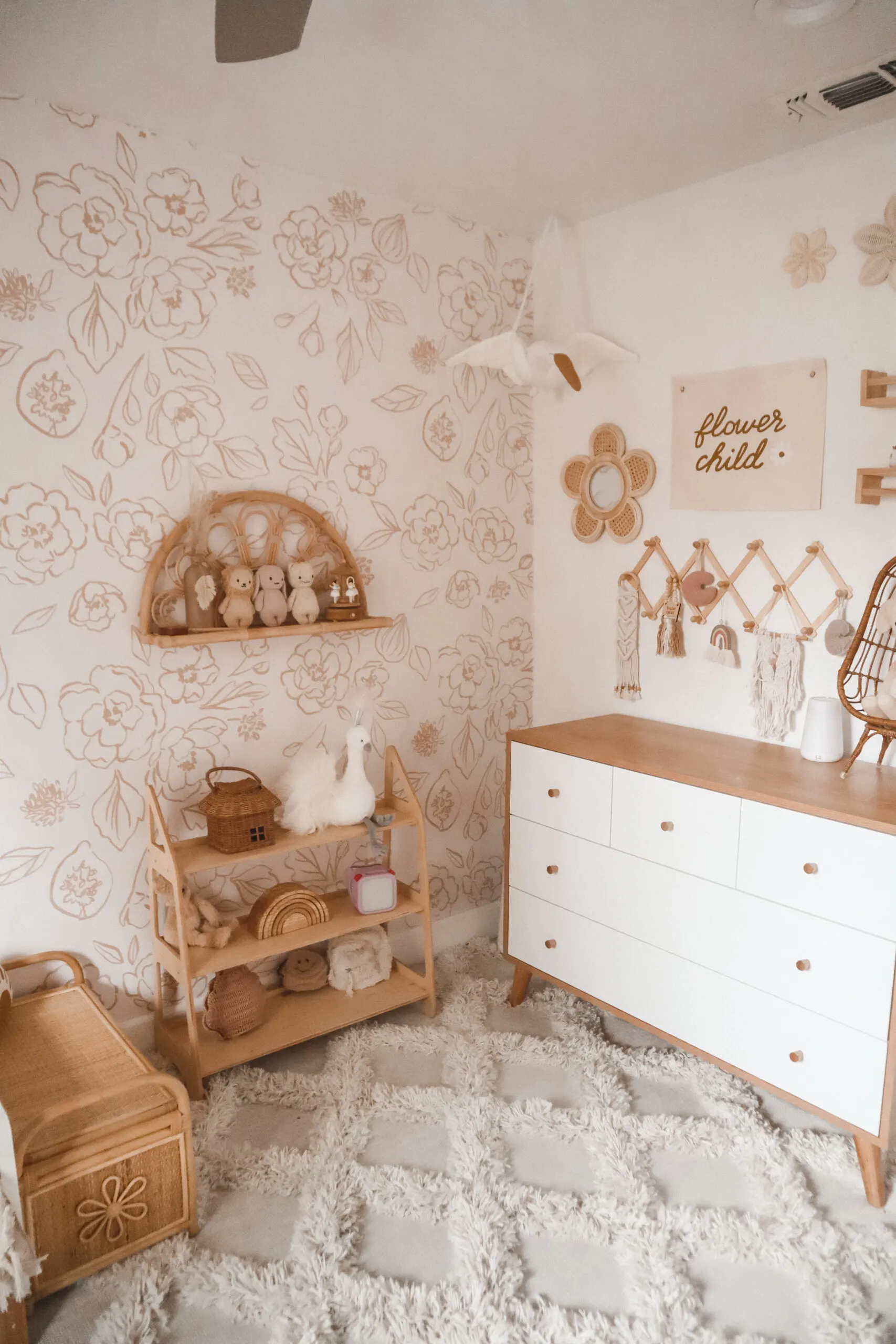 Boho Toddler Room with Austin Dresser Two Tone
