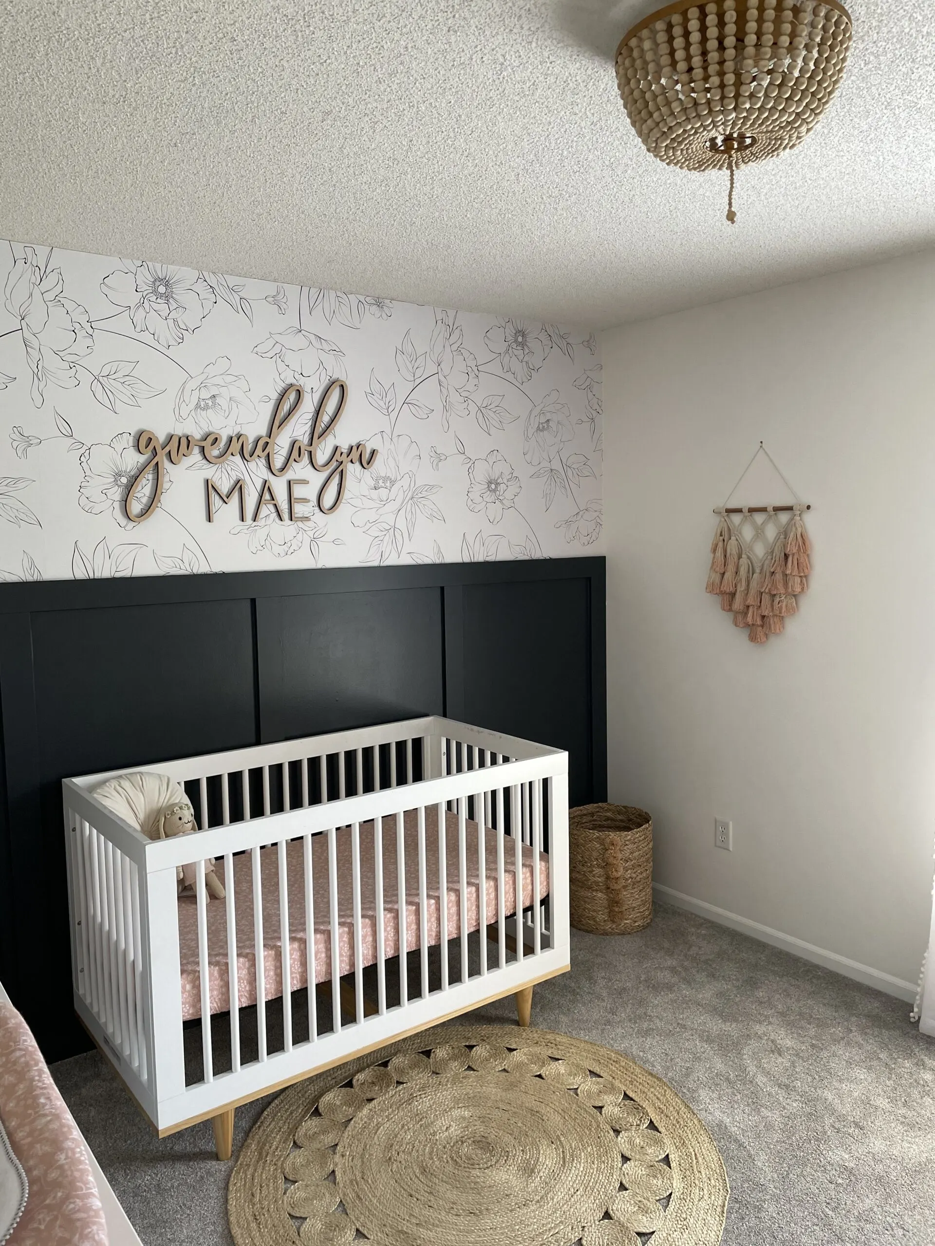 Girls Nursery featuring Delicate Floral Wallpaper
