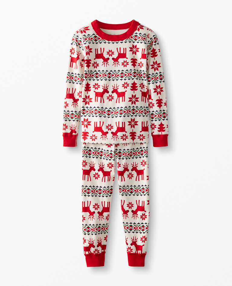 White and Red Reindeer Fairisle Pajamas