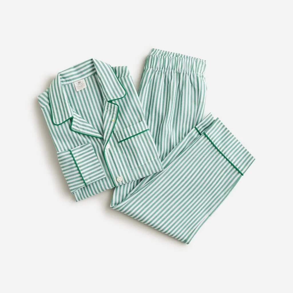 Green Striped Button Down Pajamas