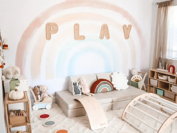 Rainbow Mural in Boho Playroom