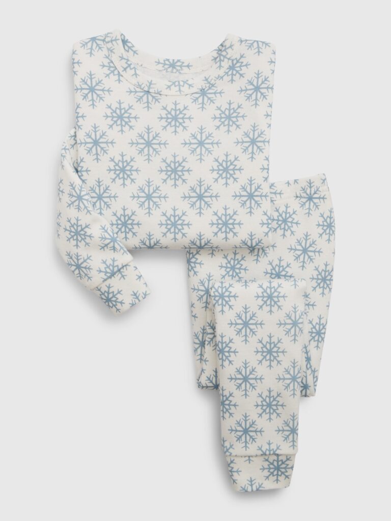 White Pale Blue Snowflake Pajamas