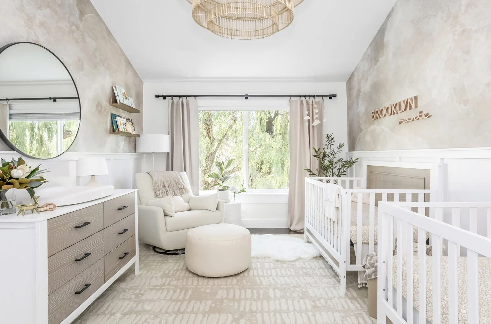 Neutral Nursery for Twins Designed by Little Crown Interiors