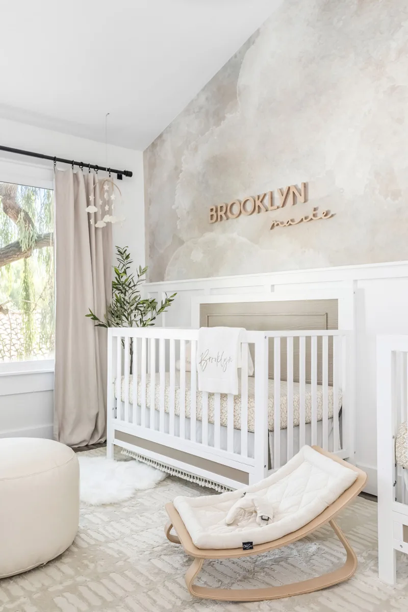 Neutral Nursery with Abstract Wallpaper