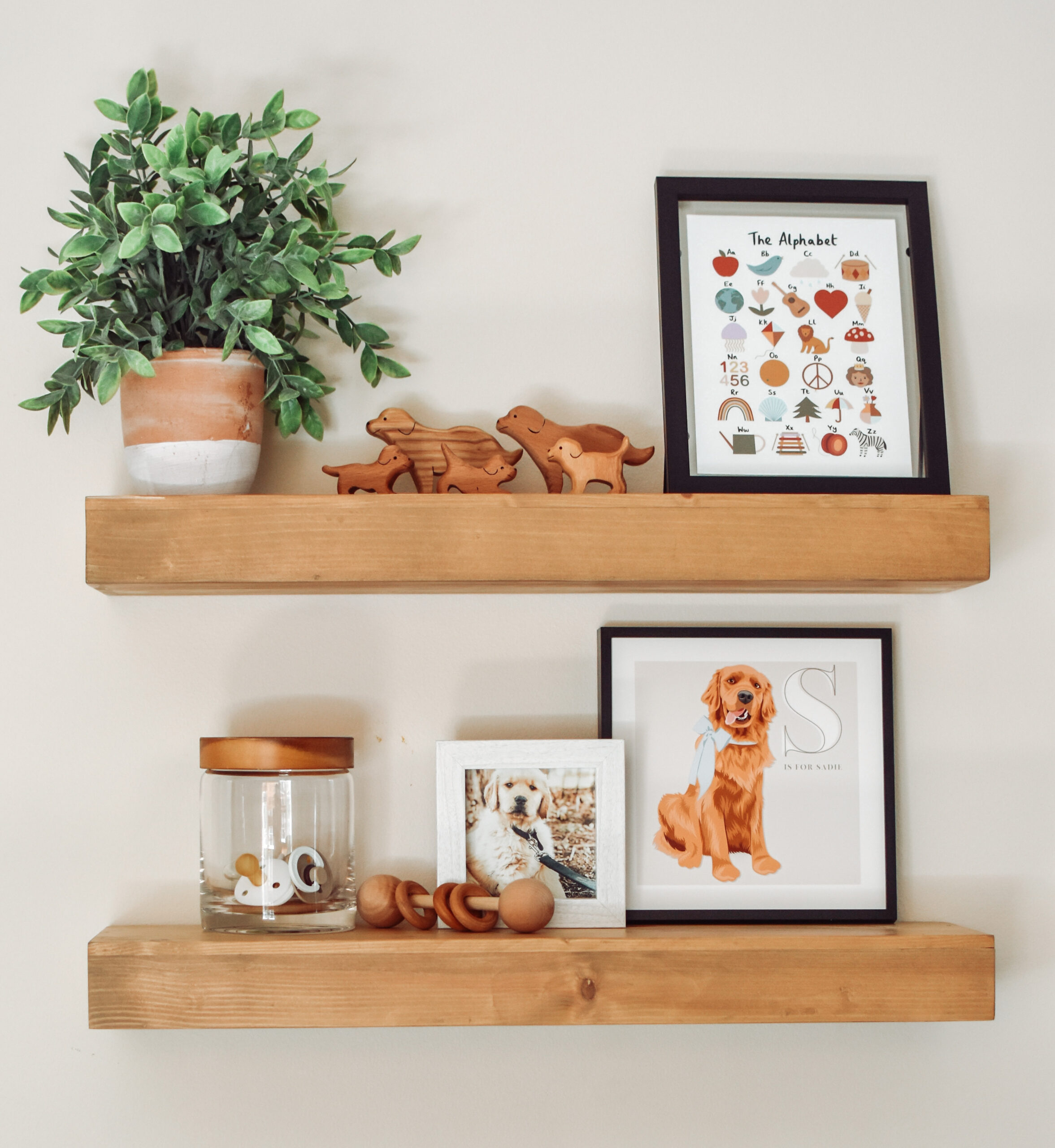 Nursery Shelfie with Dog Themed Nursery Decor