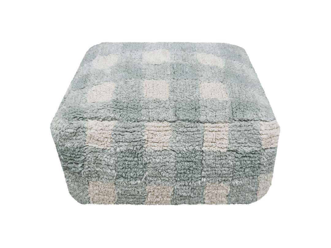 Blue Sage Checked Pouf