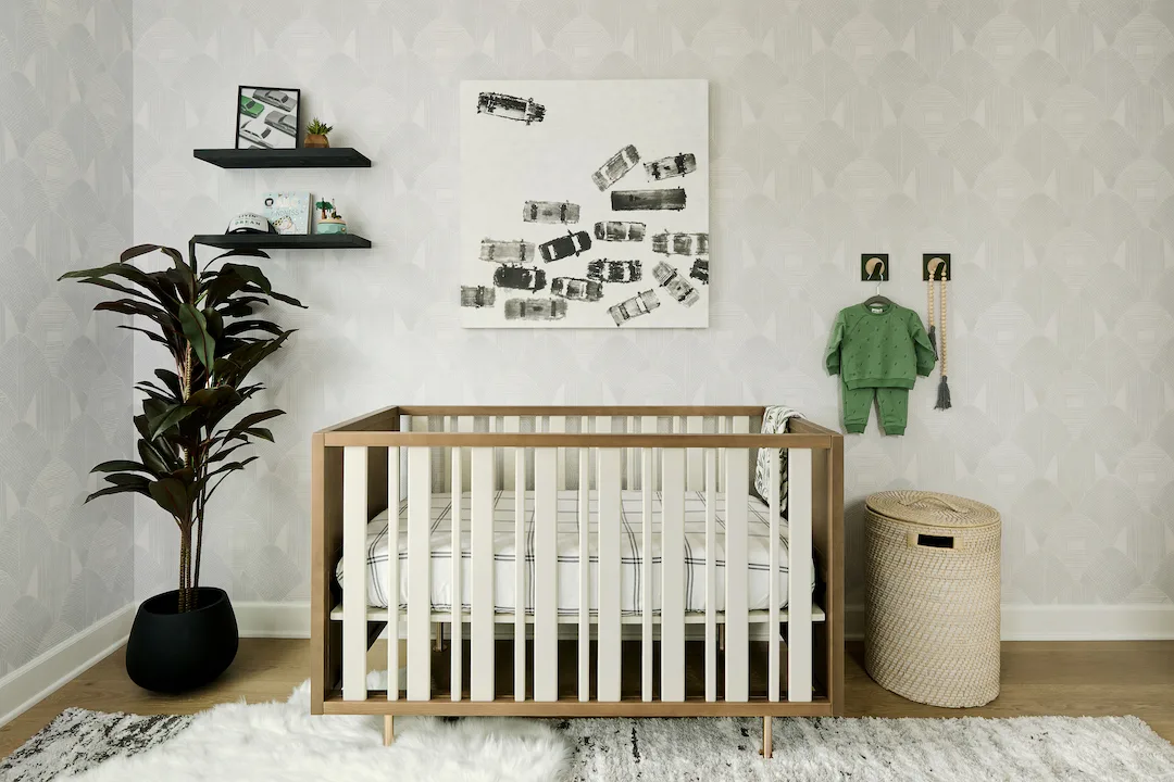 Two-Tone Wood Crib with Brass Feet 