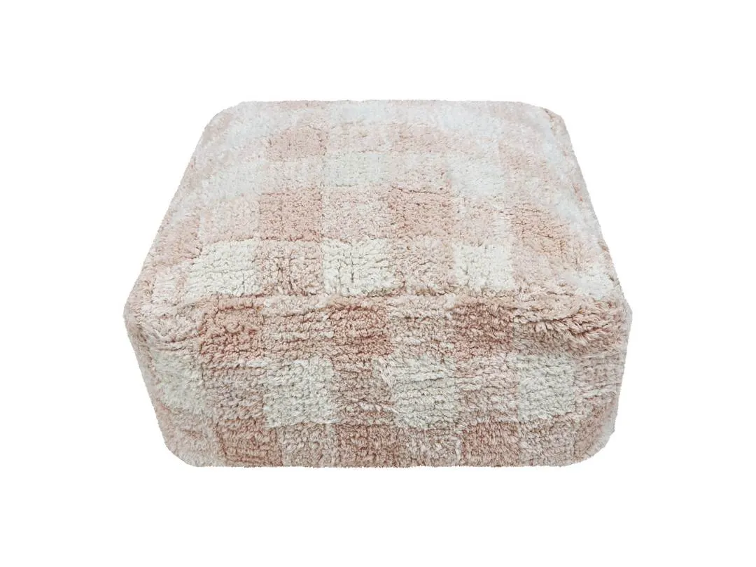 Blush Checked Pouf