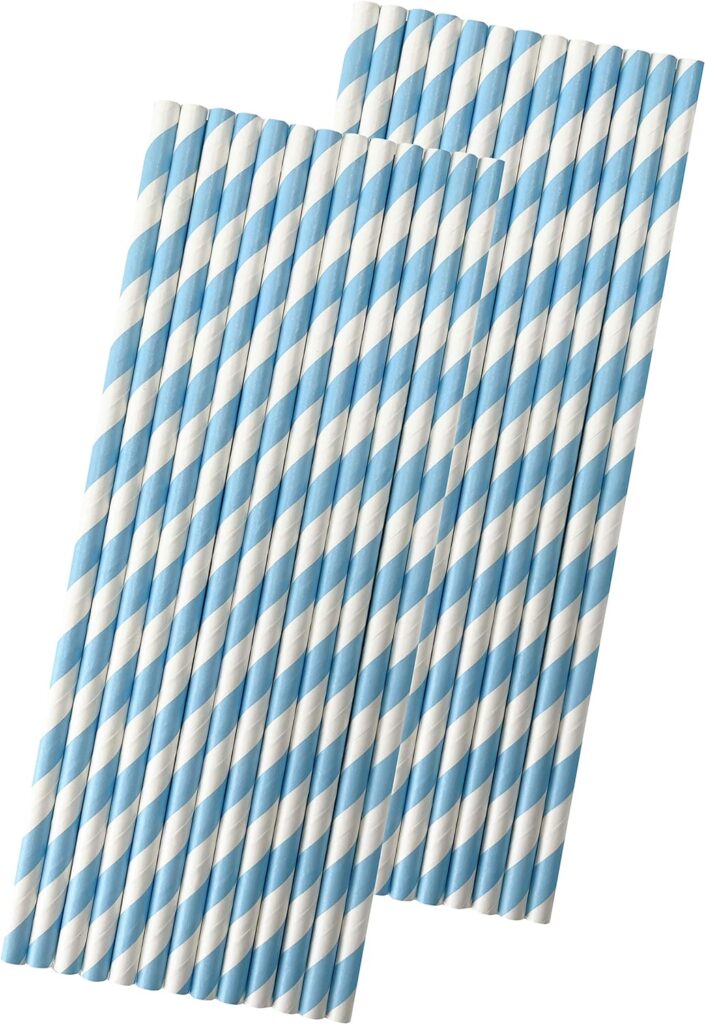 Blue Stripe Paper Straws 