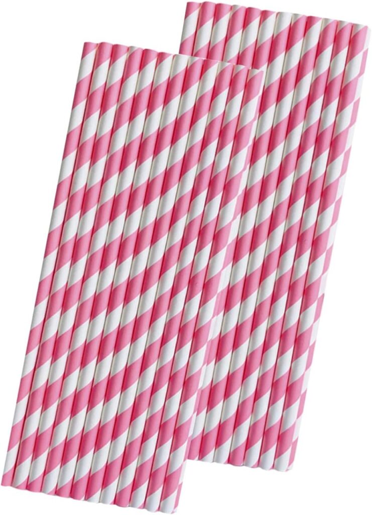 Pink Stripe Paper Straws 