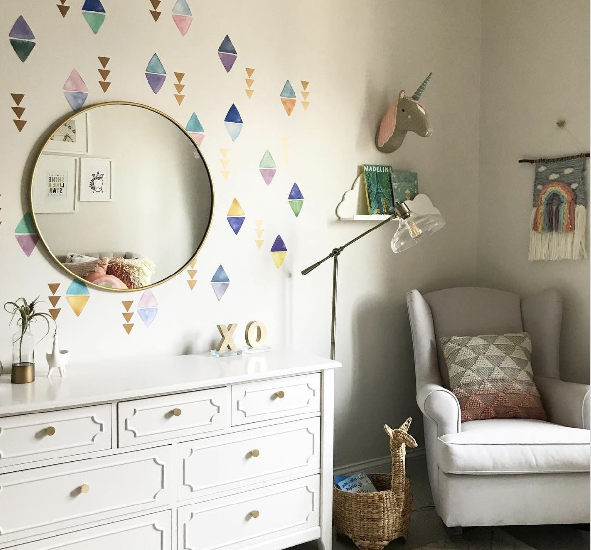 Triangle Wall Decals in Interesting Pattern in Nursery