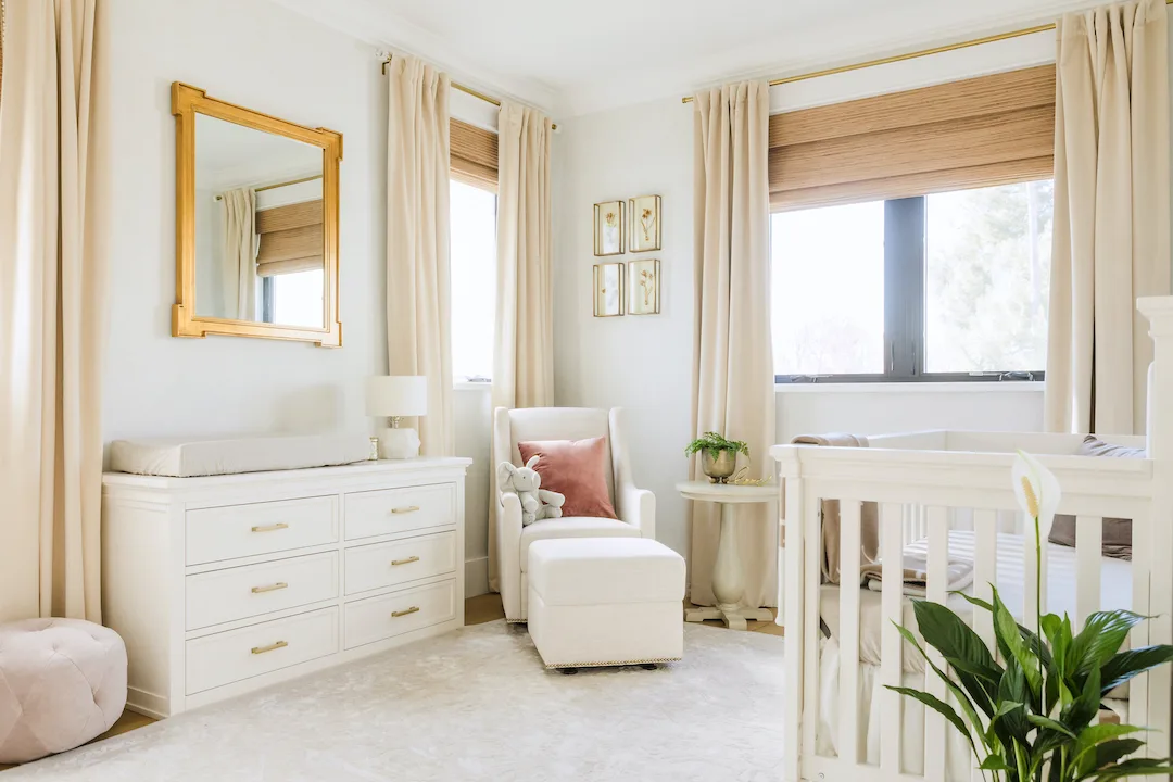 Neutral Nursery with Velvet Curtains