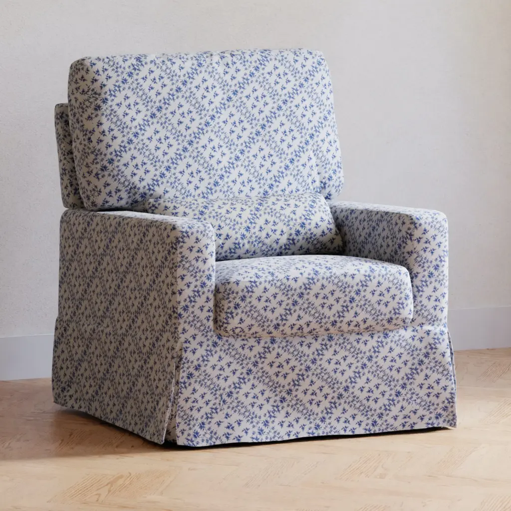 Sarah Flint x Namesake Crawford Swivel Glider in Blue Lattice 