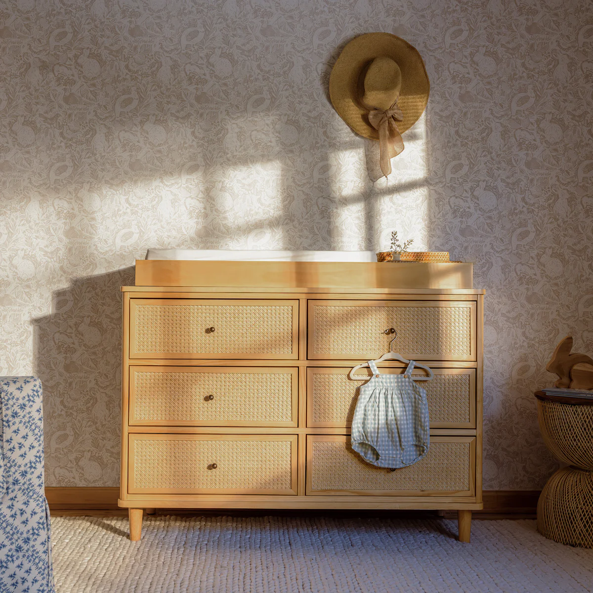 Marin 6-Drawer Dresser in Honey with Honey Cane