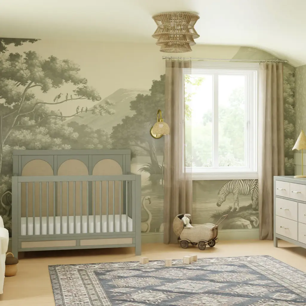 Eloise Crib and Dresser in French Sage