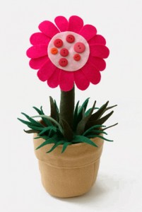 Magenta Felt Flower Pot for Nursery Toy